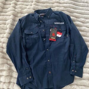 Ariat | Navy Blue Button Down Shirt | Samsung Branding | Size M